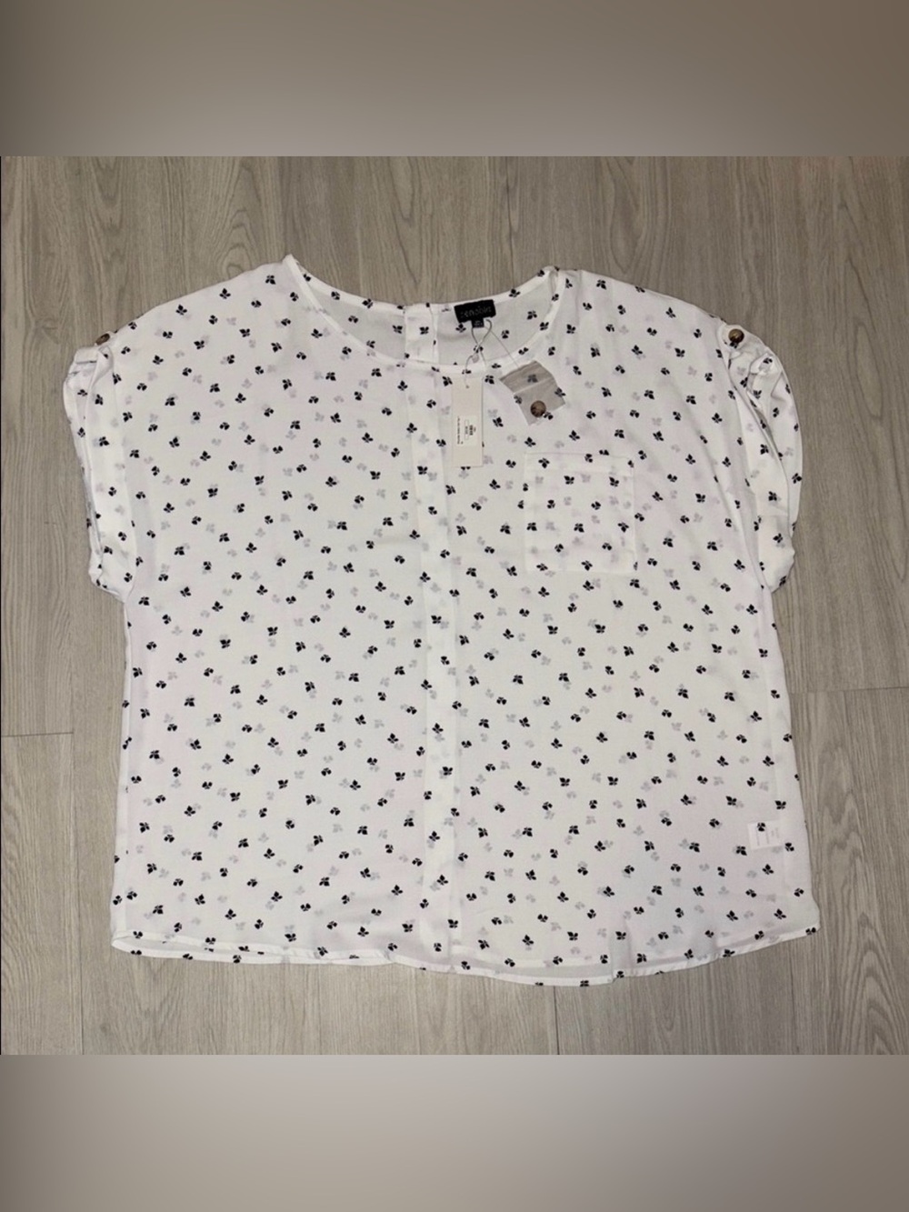 ZENOBIA Black and White Printed Blouse 3x